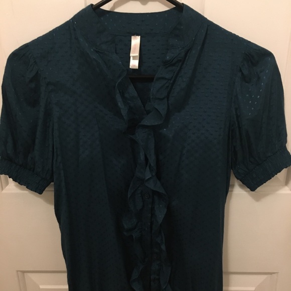 Satin Teal polka dots adorable blouse - Picture 9 of 9